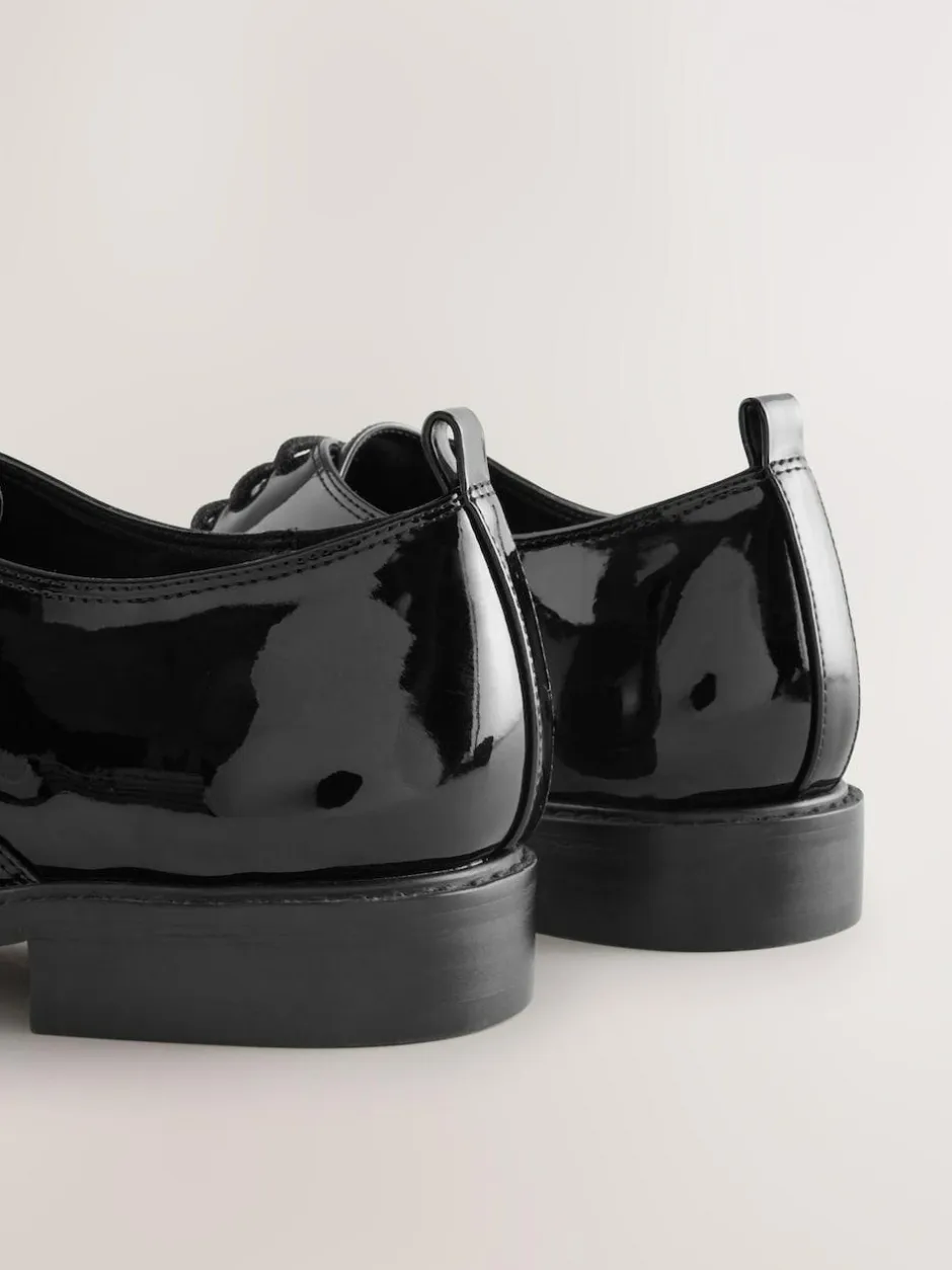 Next Black Forever Comfort® Patent Almond Toe Lace-Up Shoes Hot