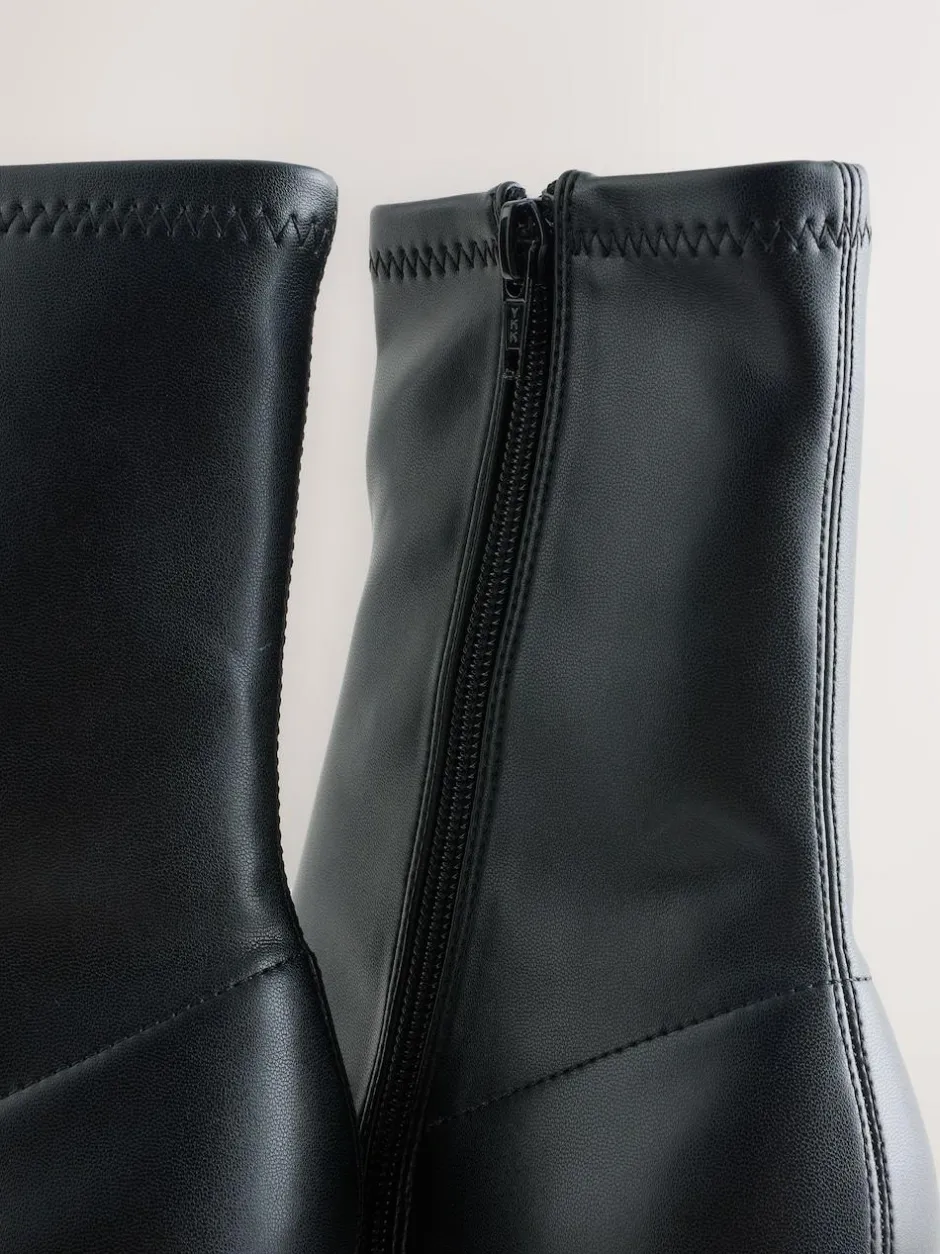 Next Forever Comfort® Pointed Toe Sock Boots Black New