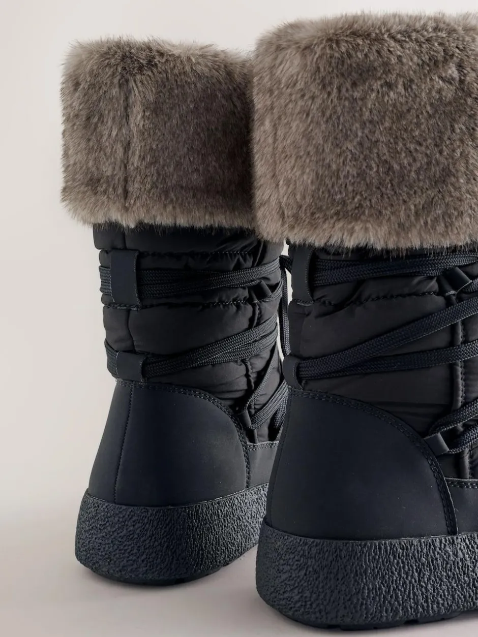 Next Black Forever Comfort® Water Repellent Finish Faux Fur Lined Boots Hot