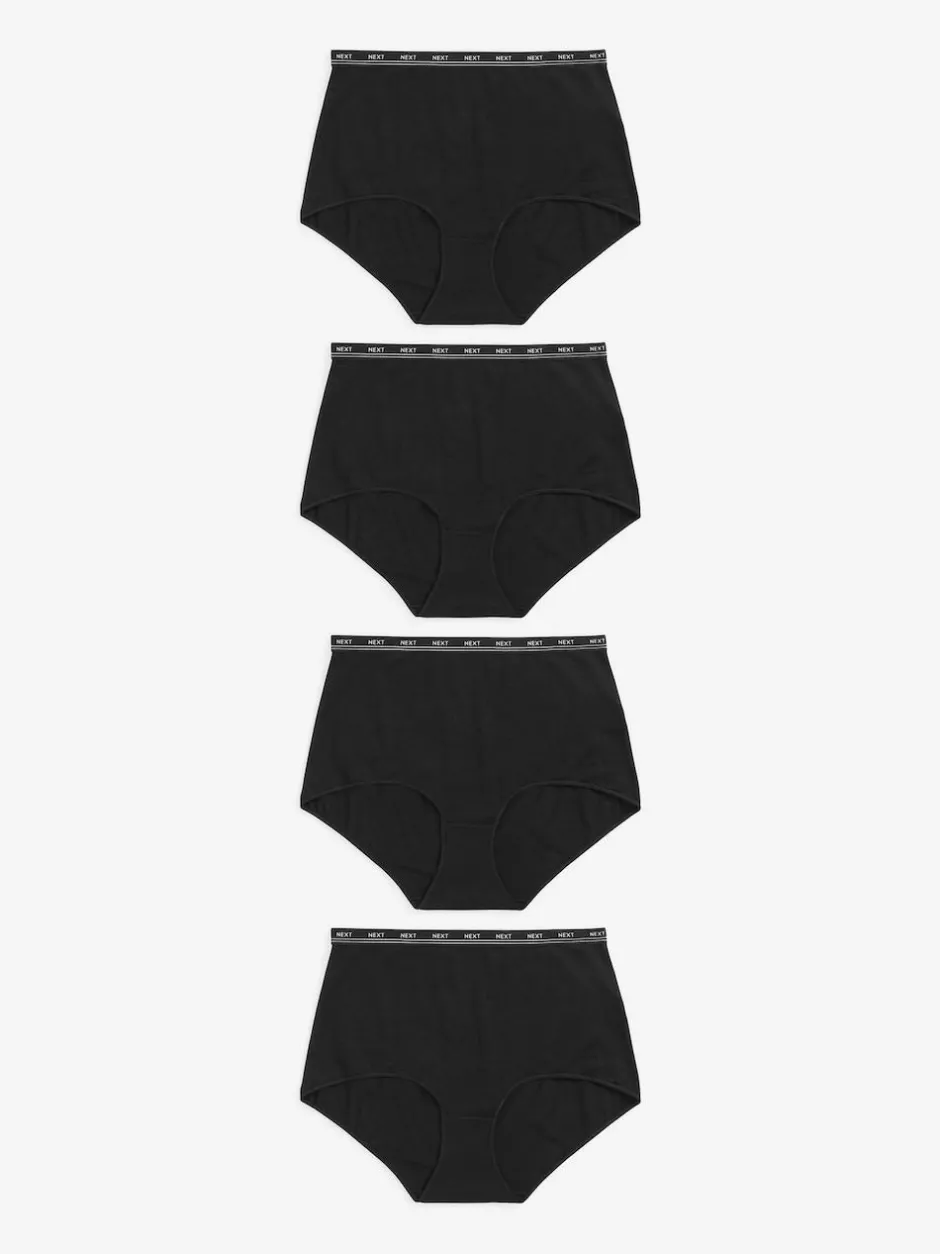 Next Black Full Brief Cotton Logo Knickers 4 Pack Best