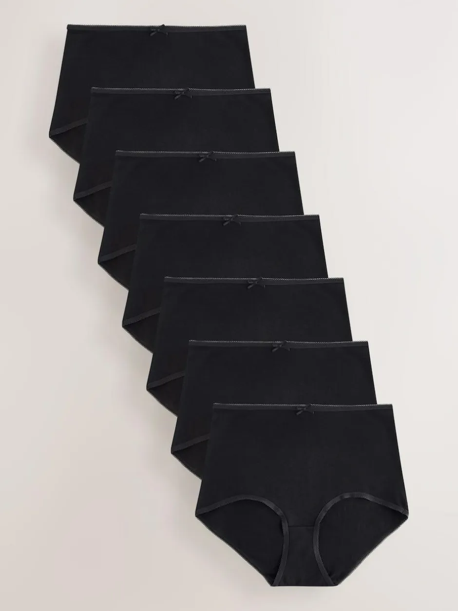 Next Full Brief Cotton Rich Knickers 7 Pack Black Outlet