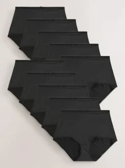 Next Black Full Brief Microfibre Knickers 10 Pack Outlet