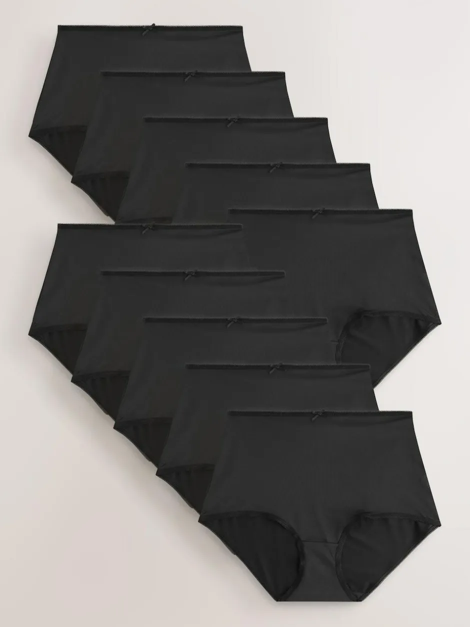 Next Black Full Brief Microfibre Knickers 10 Pack Outlet