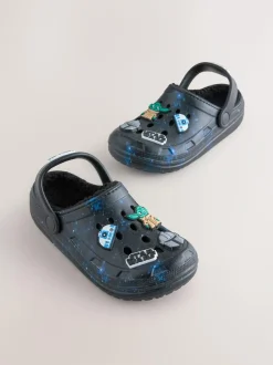Next Black Galaxy Star Wars Warm Lined Slipper Clogs Online