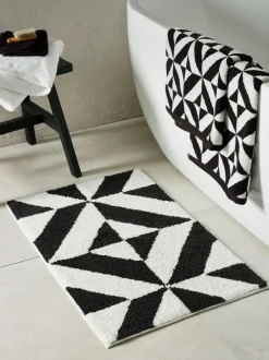 Next Black Geo Pattern 100% Cotton Bath Mat Best