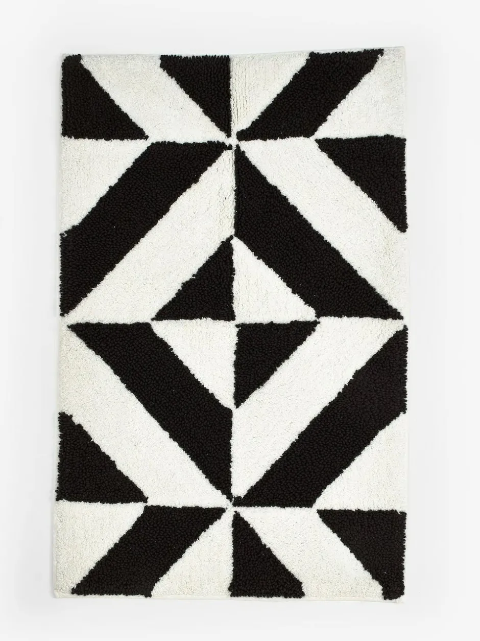 Next Black Geo Pattern 100% Cotton Bath Mat Best