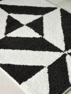 Next Black Geo Pattern 100% Cotton Bath Mat Best