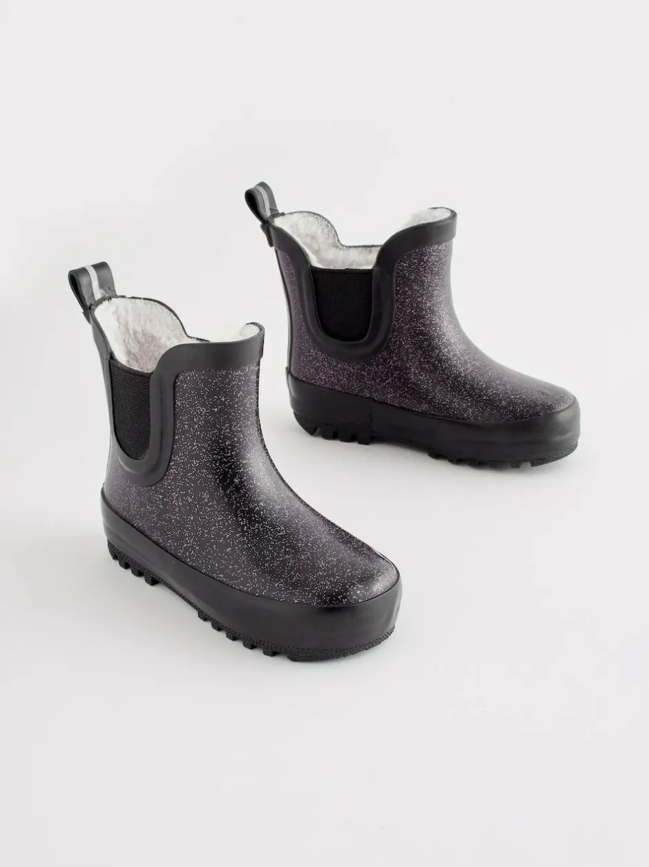 Next Black Glitter Chelsea Wellies Clearance