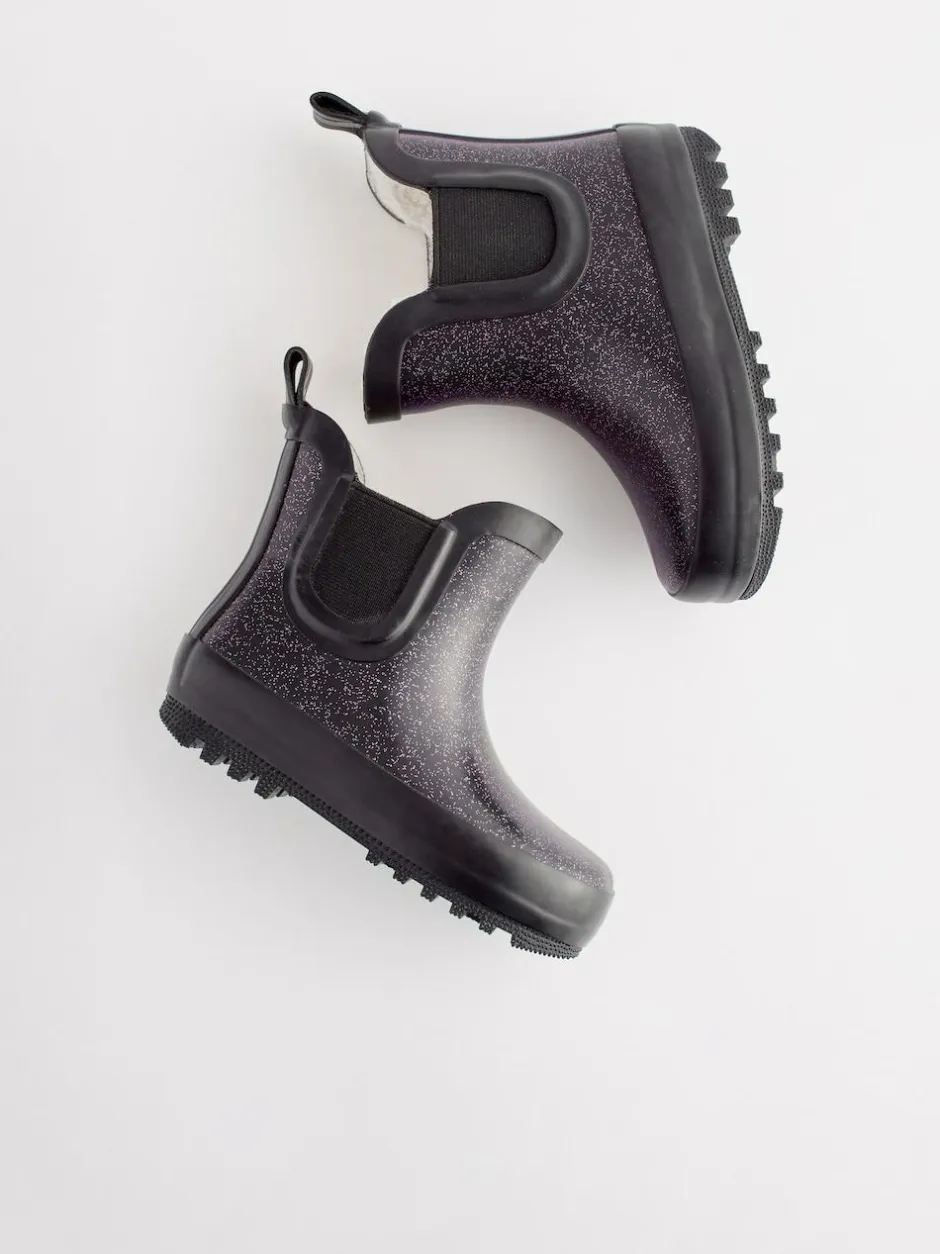 Next Black Glitter Chelsea Wellies Clearance