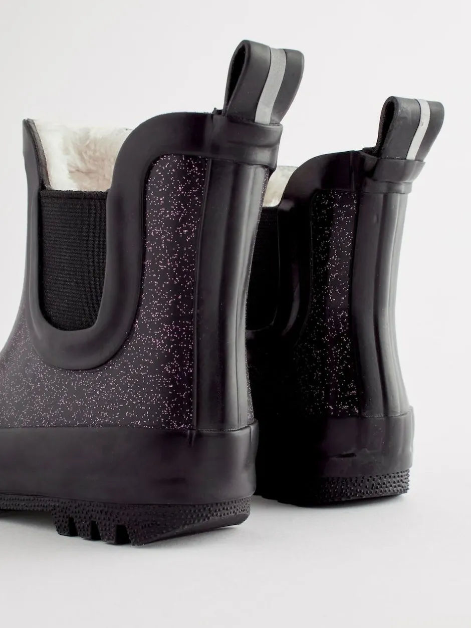 Next Black Glitter Chelsea Wellies Clearance