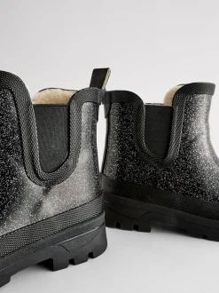 Next Black Glitter Chelsea Wellies New