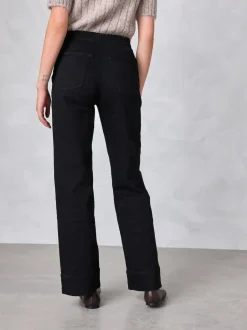 Next Gold Button Front Wide Leg Jeans Black Discount