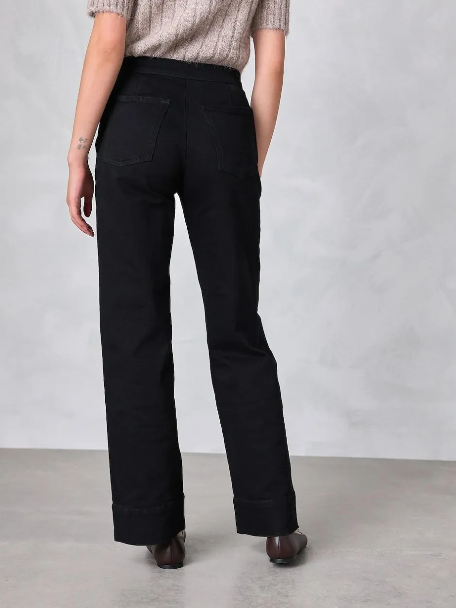 Next Gold Button Front Wide Leg Jeans Black Discount