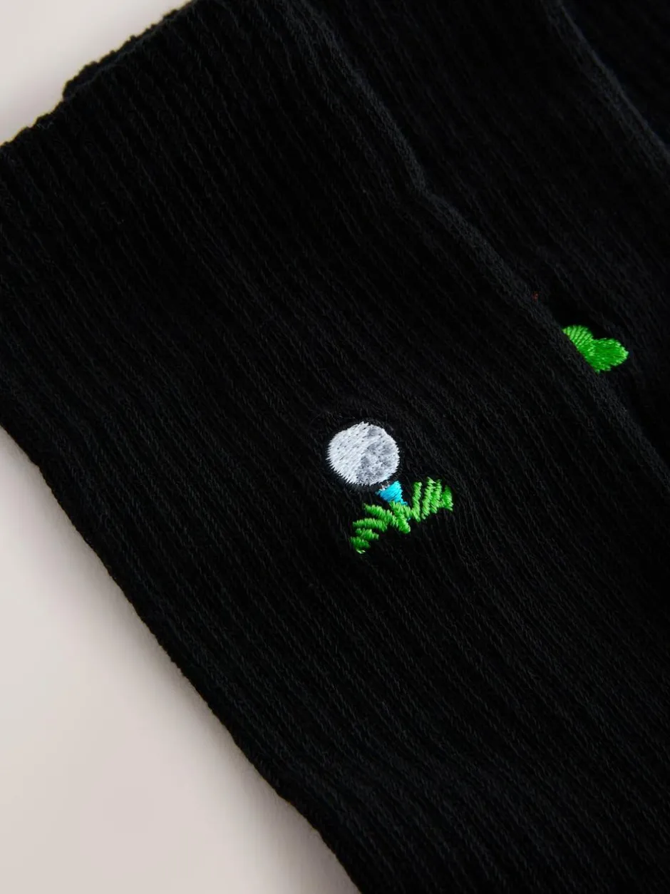 Next Black Golf Embroiderd Sports Socks 4 Pack Best
