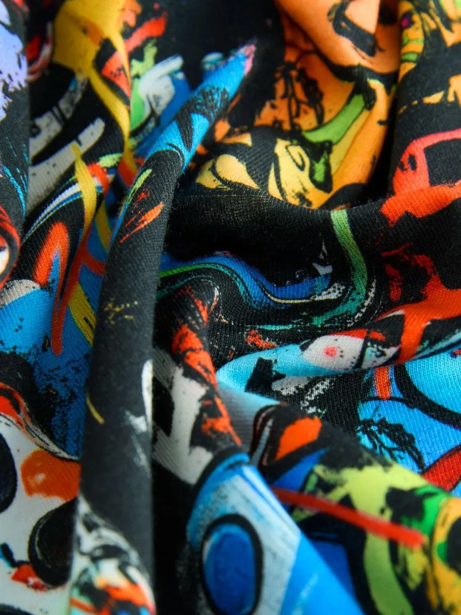 Next Relaxed Fit Short Sleeve All-Over Print T-Shirt (3-16yrs) Black Graffiti Controller