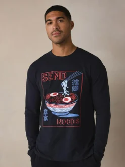 Next Graphic Long Sleeve Jersey Pyjamas Set Black Outlet