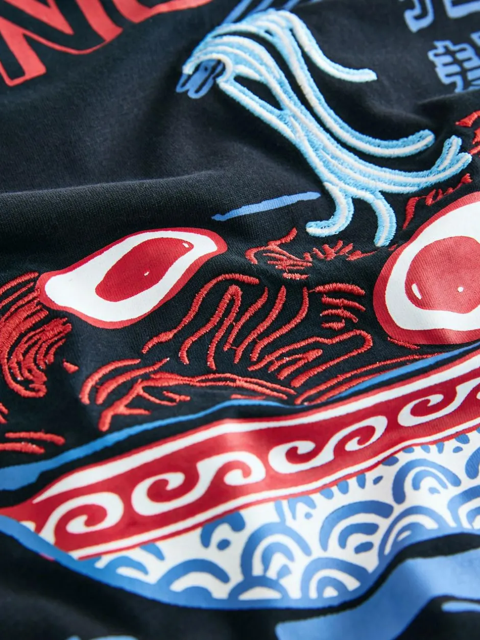 Next Graphic Long Sleeve Jersey Pyjamas Set Black Outlet