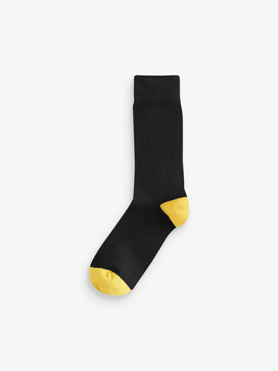 Next Black Heel Toe 7 Pack Mens Cotton Rich Socks