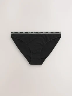 Next High Leg Cotton Logo Knickers 7 Pack Black Online