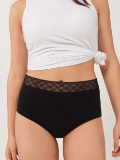 Next Black High Leg Medium Flow Period Knickers 2 Pack Clearance