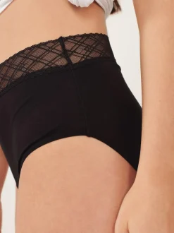 Next Black High Leg Medium Flow Period Knickers 2 Pack Clearance