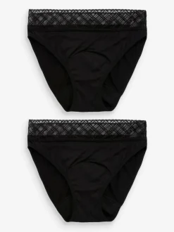 Next Black High Leg Medium Flow Period Knickers 2 Pack Clearance