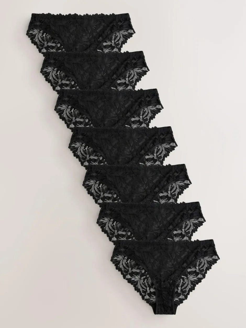 Next Black High Leg Ultimate Comfort Lace Knickers 7 Pack Hot
