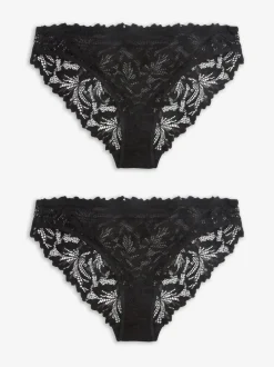 Next Black High Leg Ultimate Comfort Lace Knickers 2 Pack Discount