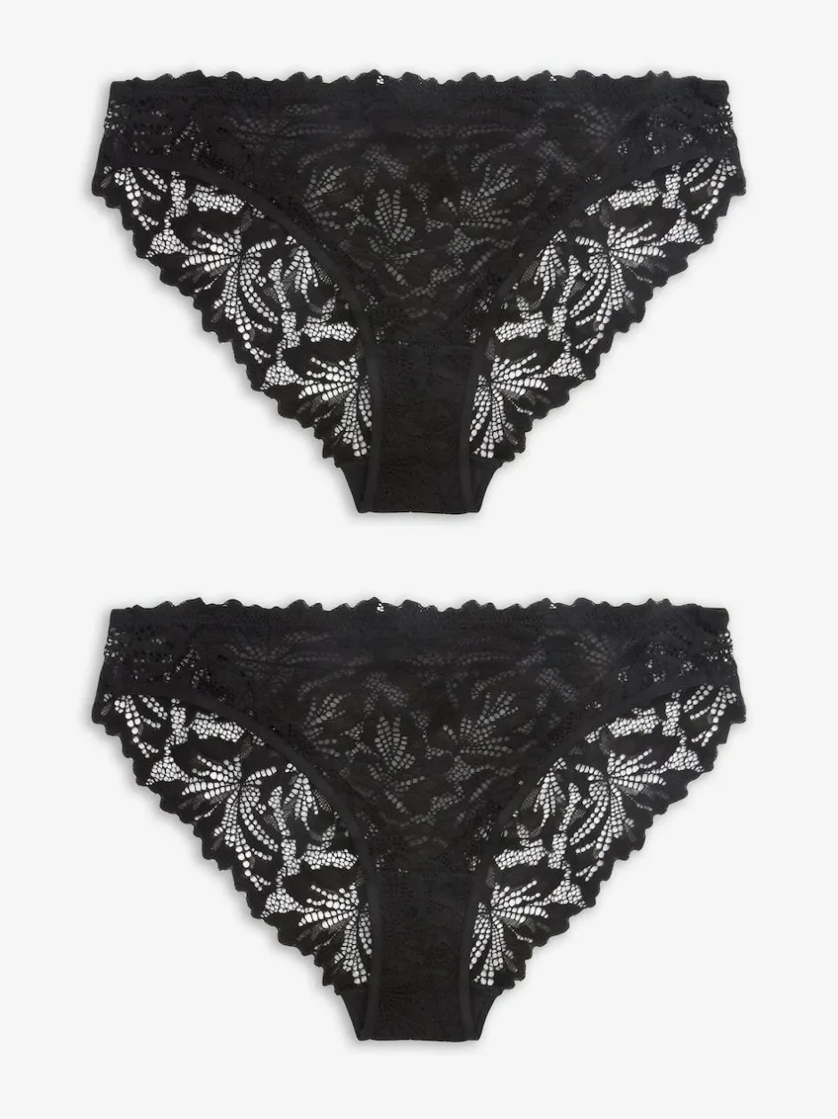 Next Black High Leg Ultimate Comfort Lace Knickers 2 Pack Discount