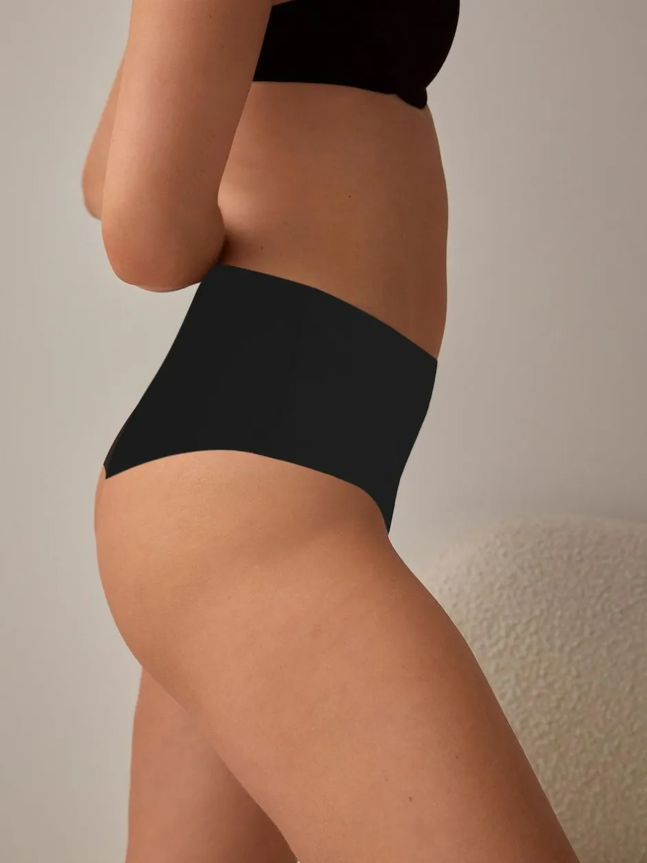 Next High Rise High Leg No VPL Tummy Control Shaping Knickers Black Clearance