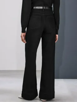 Next High Rise Stretch Wide Leg Jeans Black Discount