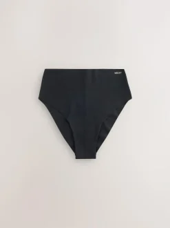 Next High Waist High Leg Cotton Rich No VPL Knickers 3 Pack Black Sale