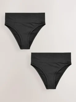 Next High Waist High Leg Ultimate Comfort Knickers 2 Pack Black Hot