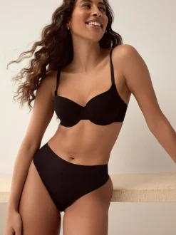 Next High Waisted Thong No VPL Comfort Knickers 3 Pack Black Sale