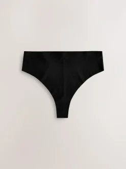 Next High Waisted Thong No VPL Comfort Knickers 3 Pack Black Sale