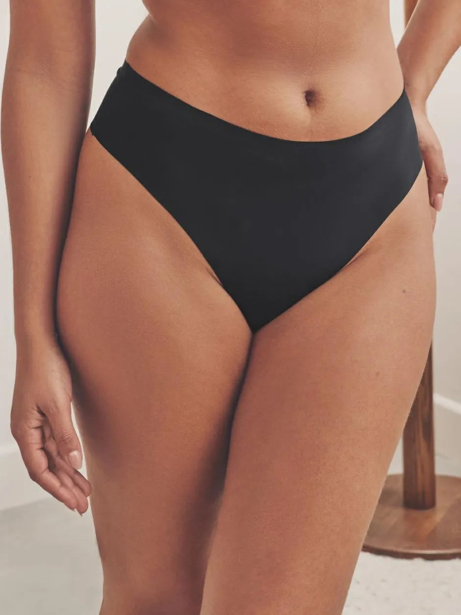 Next High Waisted Thong No VPL Comfort Knickers 3 Pack Black Sale