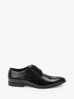 Next Black Hi-shine Derby Lace- Up Shoes New