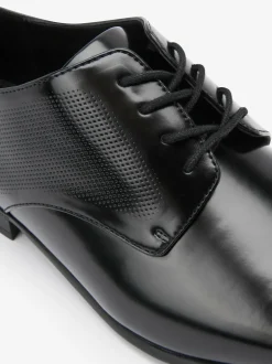 Next Black Hi-shine Derby Lace- Up Shoes New