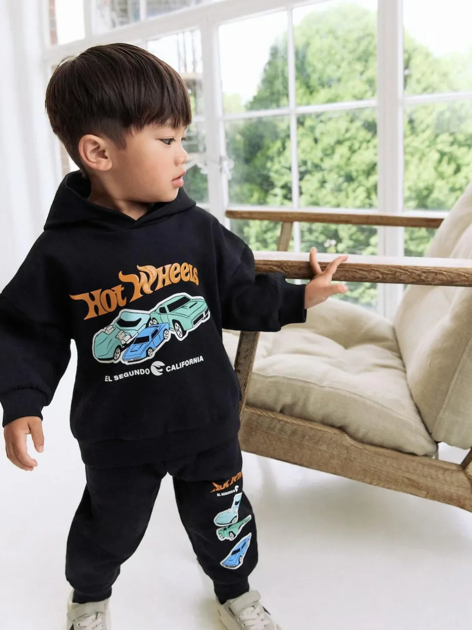 Next Black Hot Wheels Hoddie and Joggers Set (9mths-8yrs) New