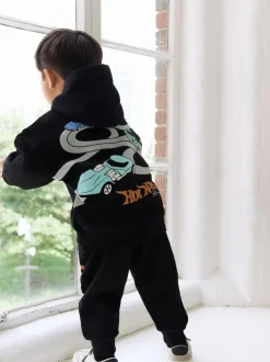 Next Black Hot Wheels Hoddie and Joggers Set (9mths-8yrs) New