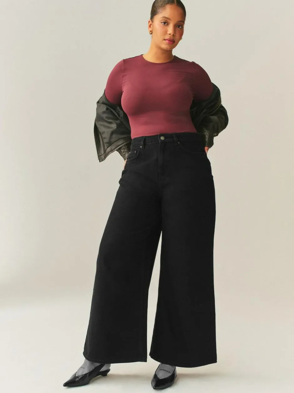 Next Black Hourglass High Rise Palazzo Wide Leg Jeans Hot
