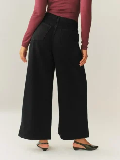 Next Black Hourglass High Rise Palazzo Wide Leg Jeans Hot