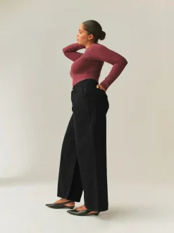 Next Black Hourglass High Rise Palazzo Wide Leg Jeans Hot