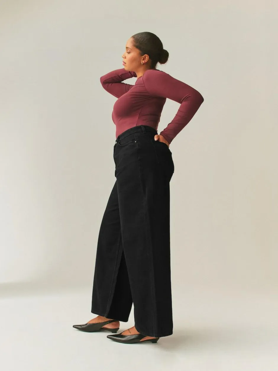 Next Black Hourglass High Rise Palazzo Wide Leg Jeans Hot