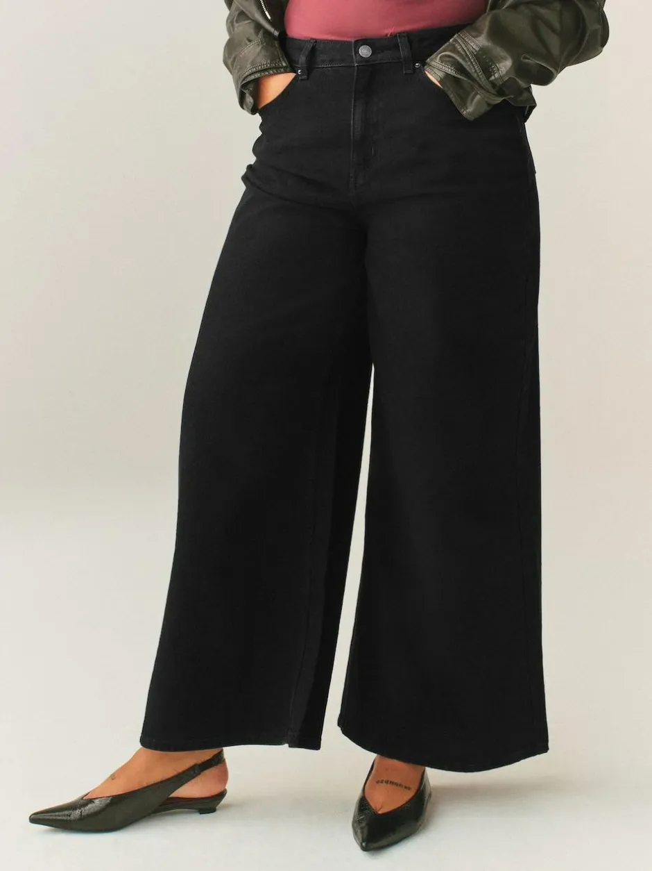 Next Black Hourglass High Rise Palazzo Wide Leg Jeans Hot