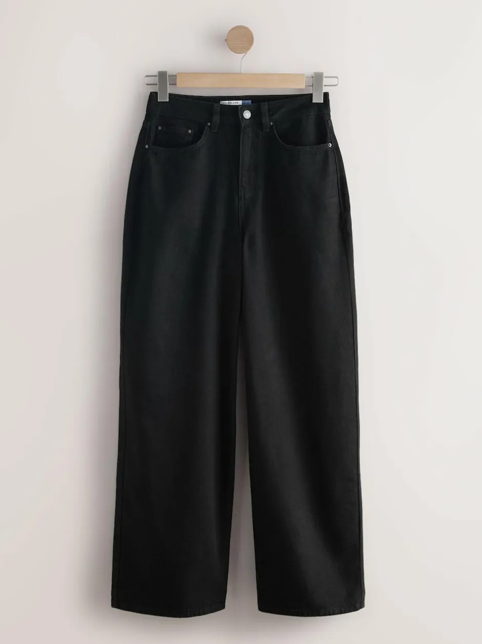 Next Black Hourglass High Rise Palazzo Wide Leg Jeans Hot