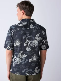 Next Black Japanese Style Print Short Sleeve Shirt Discount