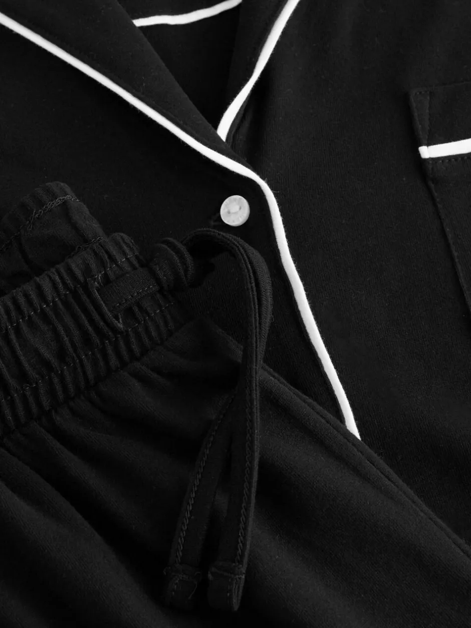 Next Jersey Button Through Pyjamas Black Best