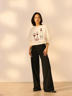 Next Jersey Denim Wide Leg Trousers Black Sale