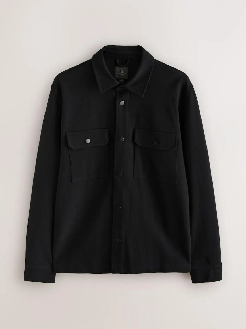 Next Black Jersey Twill Popper Shacket Best